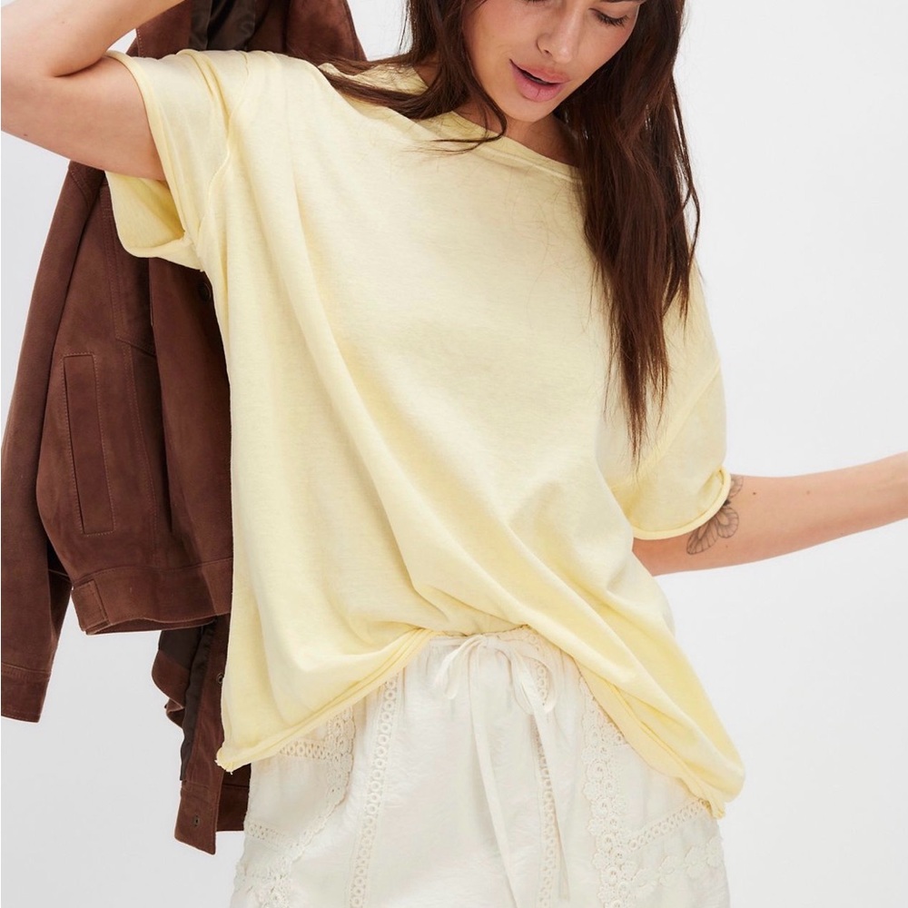We The Free Pale Yellow Relaxed Crew Tee